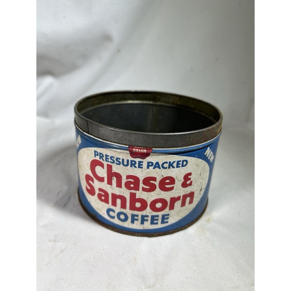 Vintage Chase & Sanborn Coffee Tin Can 1 Pound Kitchen Decor Farm House